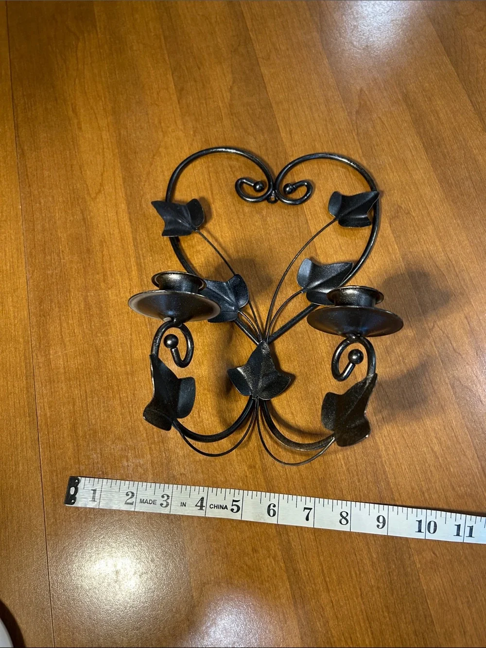 Black Metal Heart Wall Sconce Candle Holder - Decorative Home Accent